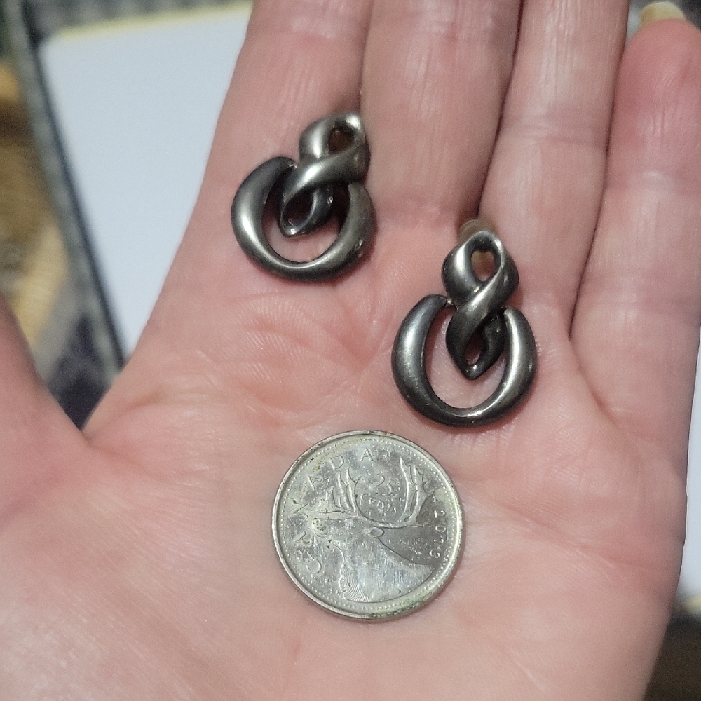 Gun Metal Knot Earrings